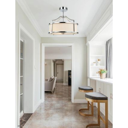 Open Design OR80872 - STANZA-riippuvalaisin varrella 4xE27/15W/230V, halkaisija 55 cm, kiiltävä kromi/valkoinen