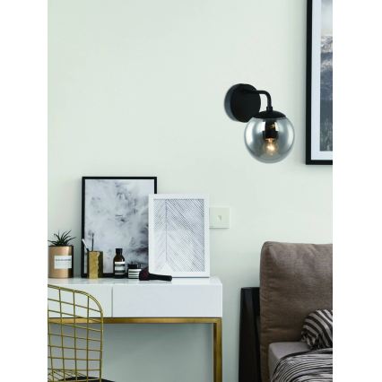 Open Design OR81411 - BAO-seinävalaisin 1xE27/8W/230V musta/savunharmaa