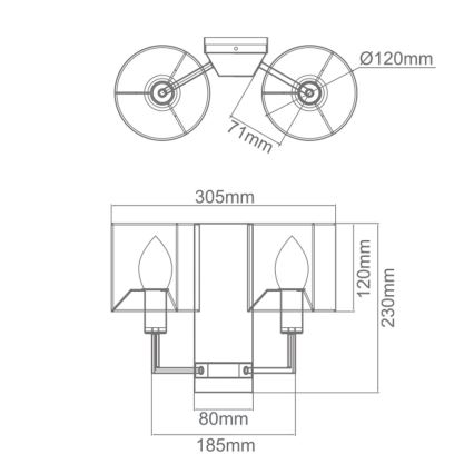 Open Design OR81503 - Seinävalaisin CASA 2xE14/12W/230V messinki/kermanvärinen