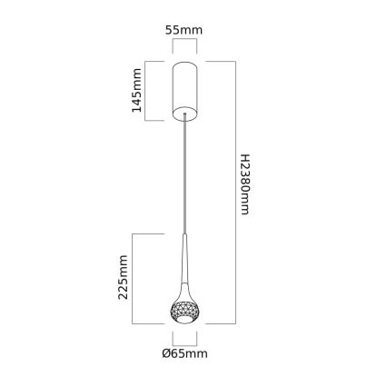 Open Design OR84795 - LED-riippuvalaisin kaapelilla CRIMA LED/7W/230V musta