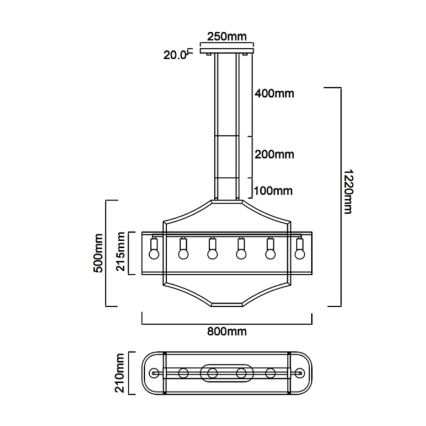 Open Design OR84856 - Sauvakiinnitteinen kattokruunu GERDO OVALE 6xE14/12W/230V messinki/valkoinen