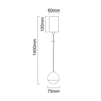 Open Design OR85099 - LED-riippuvalaisin vaijerilla BOLICINA LED/5W/230V kullanvärinen