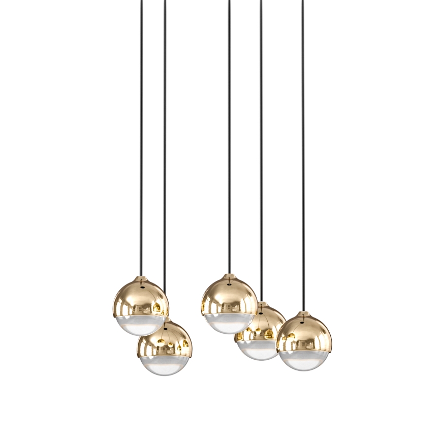 Open Design OR85518 - LED-riippuvalaisin vaijerilla BOLICINA 5xLED/5W/230V kultainen/musta