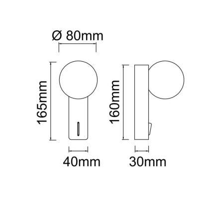 Open Design OR85556 - Kylpyhuoneen seinävalaisin BOLETTA 1xG9/8W/230V IP44 musta