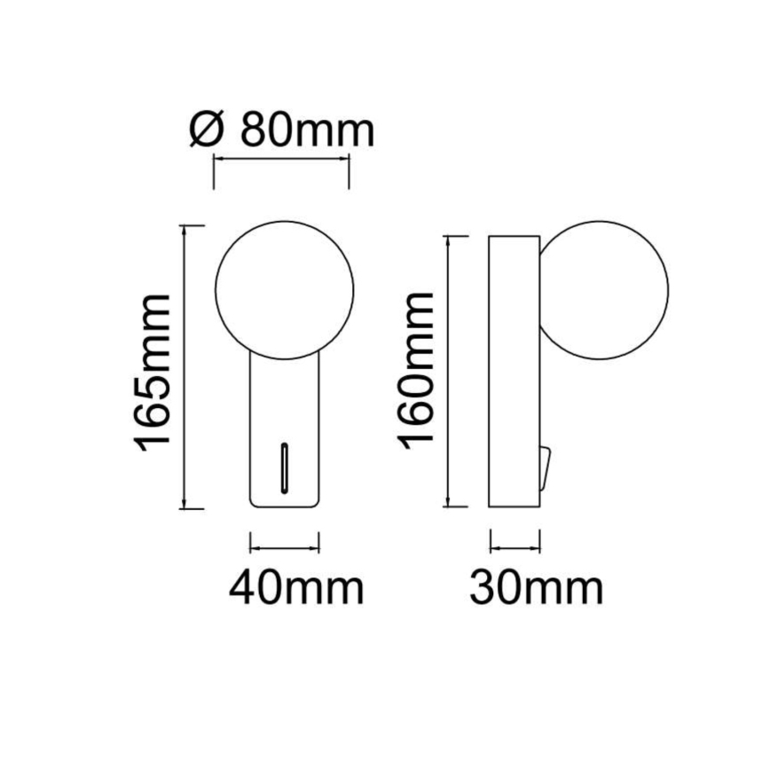 Open Design OR85570 - Seinävalaisin BOLETTA 1xG9/8W/230V musta