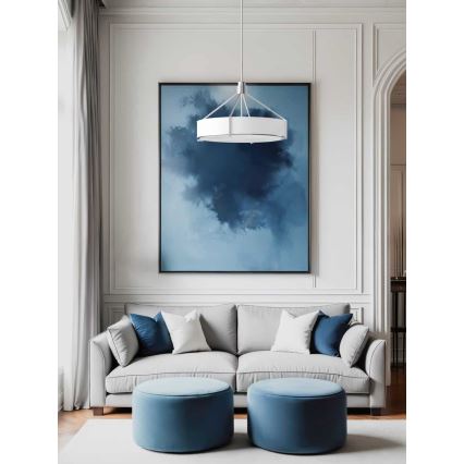 Open Design OR85624 - DORETTO varrellinen riippuvalaisin 4xE27/15W/230V halkaisija 50 cm mattakromi/valkoinen