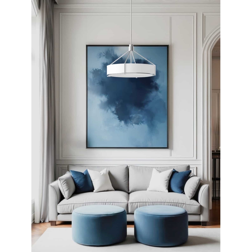 Open Design OR85655 - Varrellinen kattokruunu DORETTO 6xE27/15W/230V halkaisija 70 cm mattakromi/valkoinen