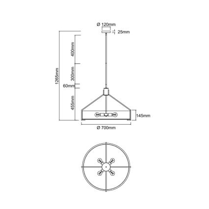 Open Design OR85662 - Kattokruunu DORETTO tankotelineellä 6xE27/15W/230V halkaisija 70 cm kulta/valkoinen