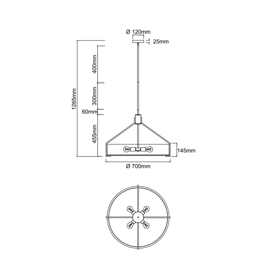 Open Design OR85662 - Kattokruunu DORETTO tankotelineellä 6xE27/15W/230V halkaisija 70 cm kulta/valkoinen