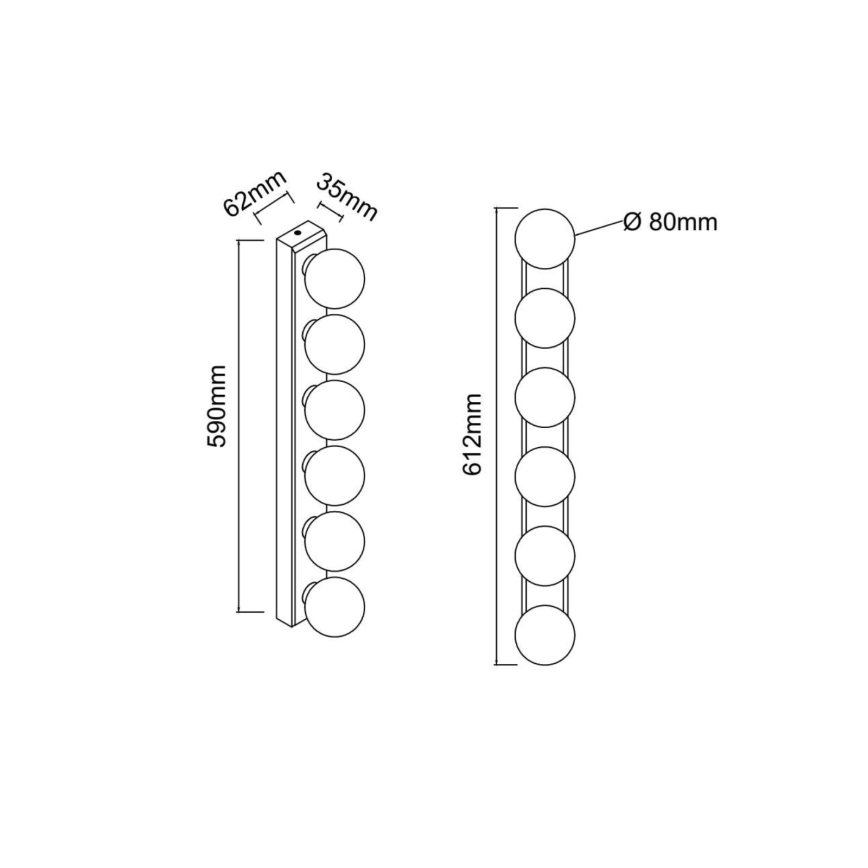 Open Design OR85693 - Kylpyhuoneen seinävalaisin MERINO 6xG9/8W/230V 61 cm IP44 kiiltävä kromi