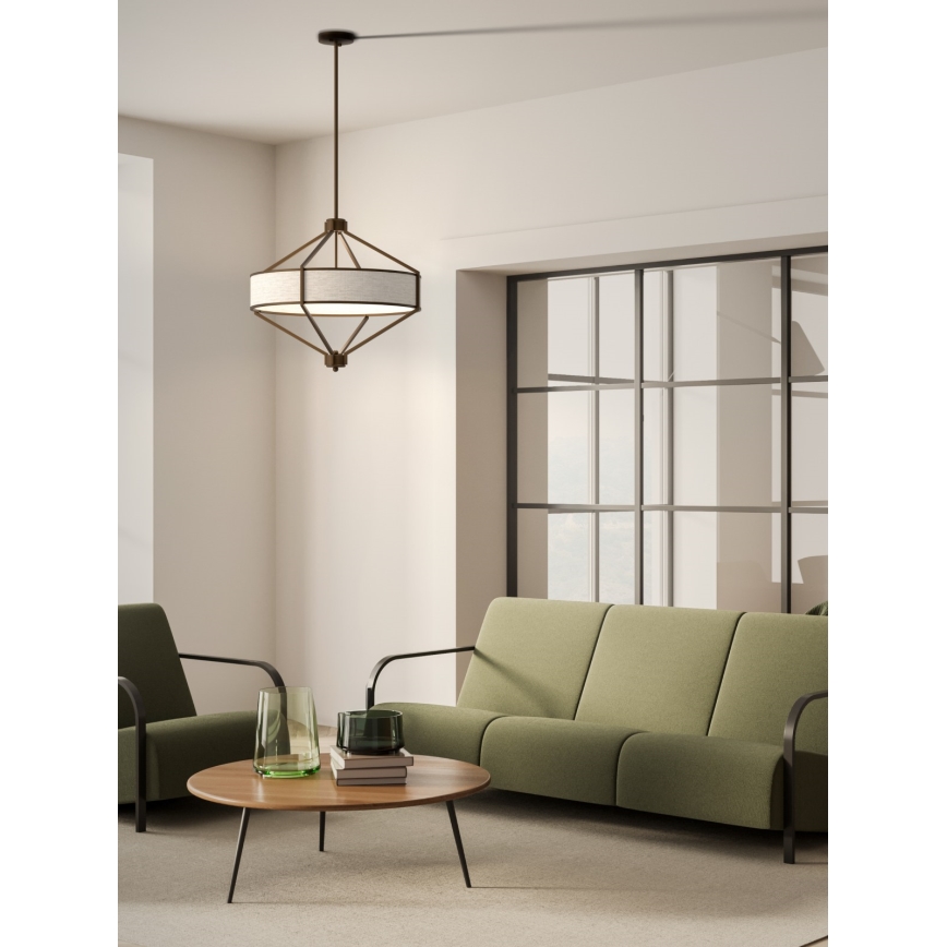 Open Design OR85846 - ZUNDO kattovalaisin tangolla 4xE27/15W/230V ruskea/beige