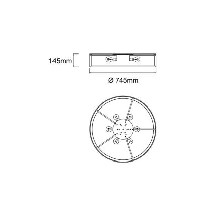 Open Design OR86041 - Kattovalaisin ZALINDRO 6xE27/15W/230V, halkaisija 74,5 cm, beige/ruskea
