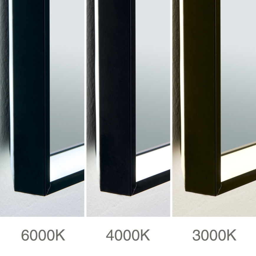 Lämmityksellä varustettu LED-kylpyhuoneen seinäpeili taustavalaistuksella FRAME LED/48W/230V 3000/4000/6000K 60x45 cm IP44