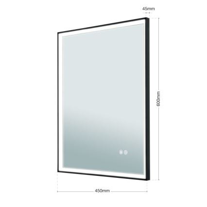 Lämmityksellä varustettu LED-kylpyhuoneen seinäpeili taustavalaistuksella FRAME LED/48W/230V 3000/4000/6000K 60x45 cm IP44