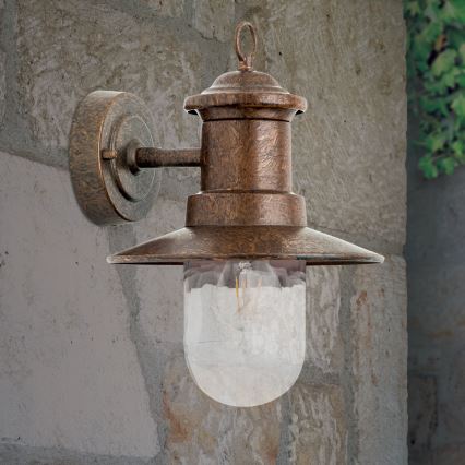 Ulkoseinävalaisin LEONIE 1xE27/60W/230V IP44 pronssi