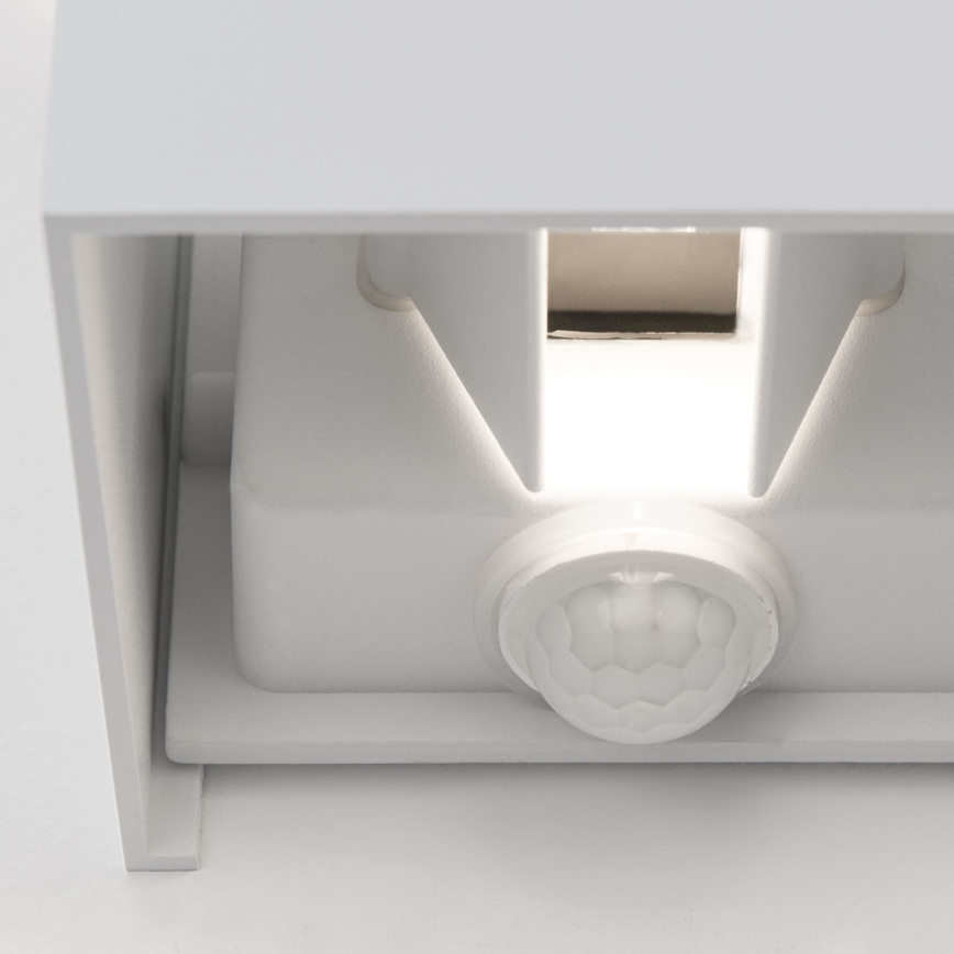 LED Ulkoseinävalaisin liiketunnistimella ja hämäräkytkimellä CUBE-S LED/13W/230V IP54 valkoinen