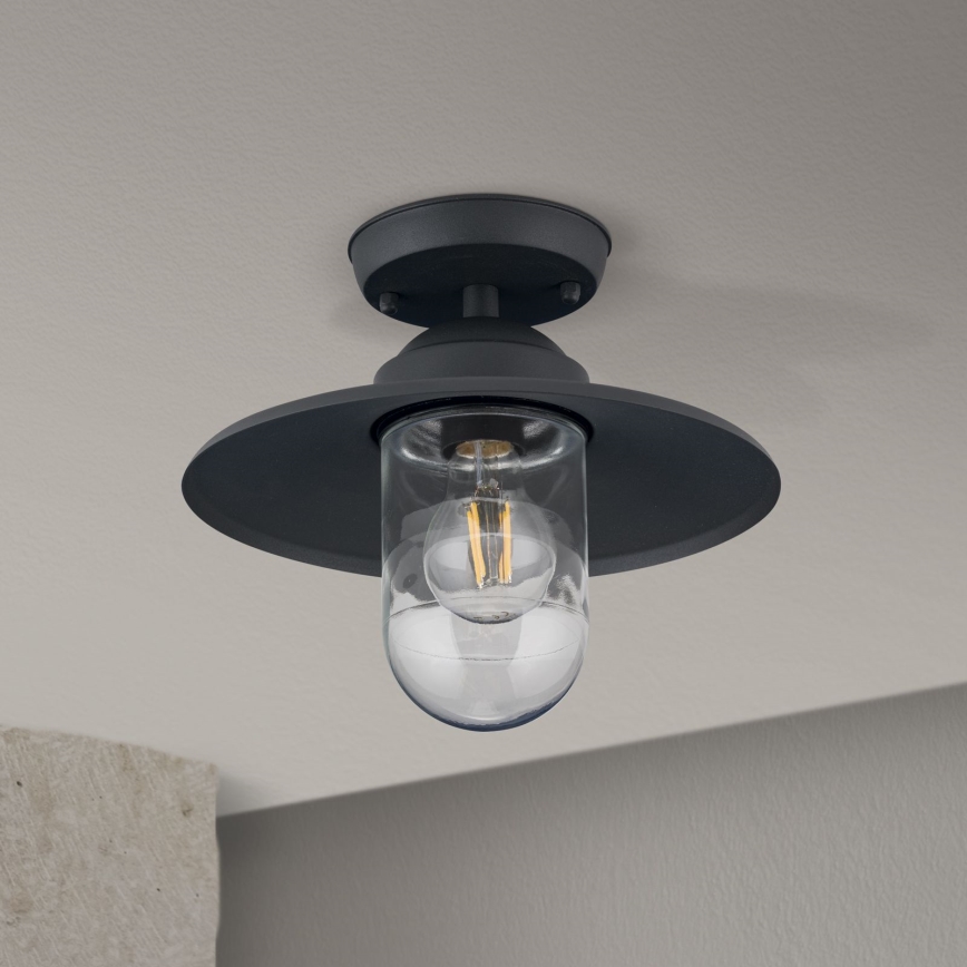 Ulkokäyttöön pinta-asennettava kattovalaisin EDWARD 1xE27/60W/230V IP44 antrasiitti