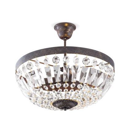 Kristalli-riipuskattokruunu ARILA 3xE14/40W/230V halkaisija 40 cm ruskea/patina
