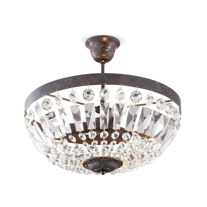Kristalli-riipuskattokruunu ARILA 3xE14/40W/230V halkaisija 40 cm ruskea/patina