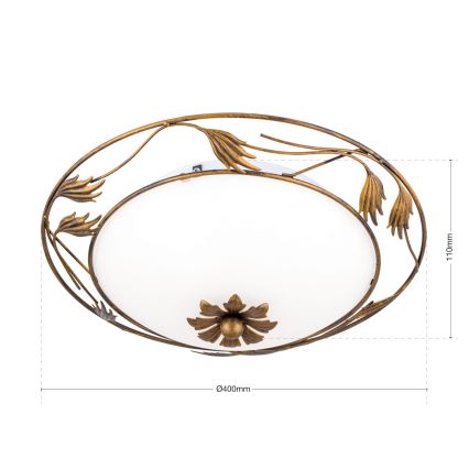 Kattovalo FLEUR 2xE27/60W/230V halkaisija 40 cm pronssi