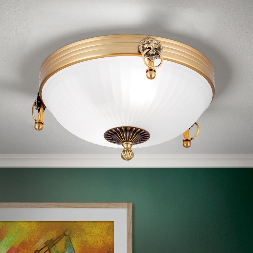 Kattovalo ROCCA 2xE27/60W/230V halkaisija 31 cm pronssi/valkoinen