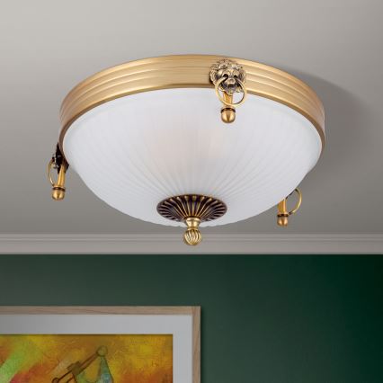 Kattovalo ROCCA 2xE27/60W/230V halkaisija 31 cm pronssi/valkoinen