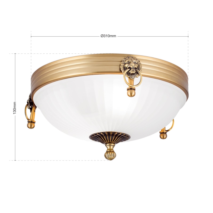 Kattovalo ROCCA 2xE27/60W/230V halkaisija 31 cm pronssi/valkoinen