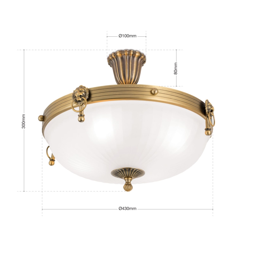 Kiinteä kattokruunu ROCCA 4xE27/60W/230V halkaisija 43 cm pronssi/valkoinen