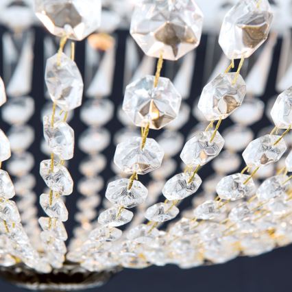 Kristalli-riipuskattokruunu ARILA 6xE27/60W/230V halkaisija 60 cm ruskea/patina