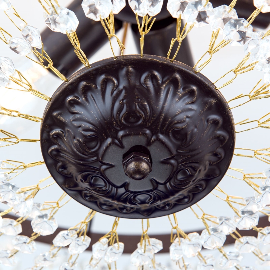 Kristalli-riipuskattokruunu ARILA 6xE27/60W/230V halkaisija 60 cm ruskea/patina