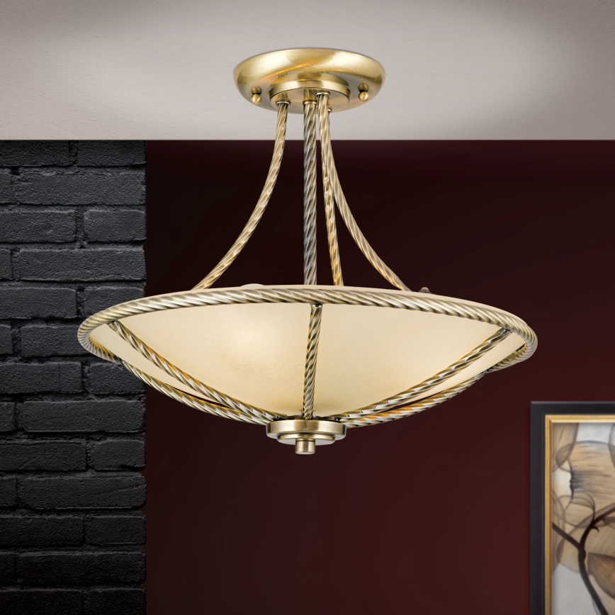 Riippukattokruunu MAURO 3xE27/60W/230V halkaisija 42 cm pronssi