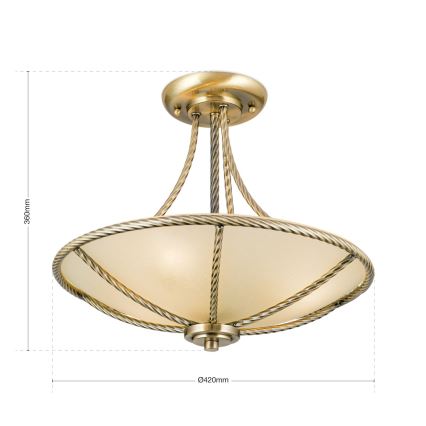 Riippukattokruunu MAURO 3xE27/60W/230V halkaisija 42 cm pronssi