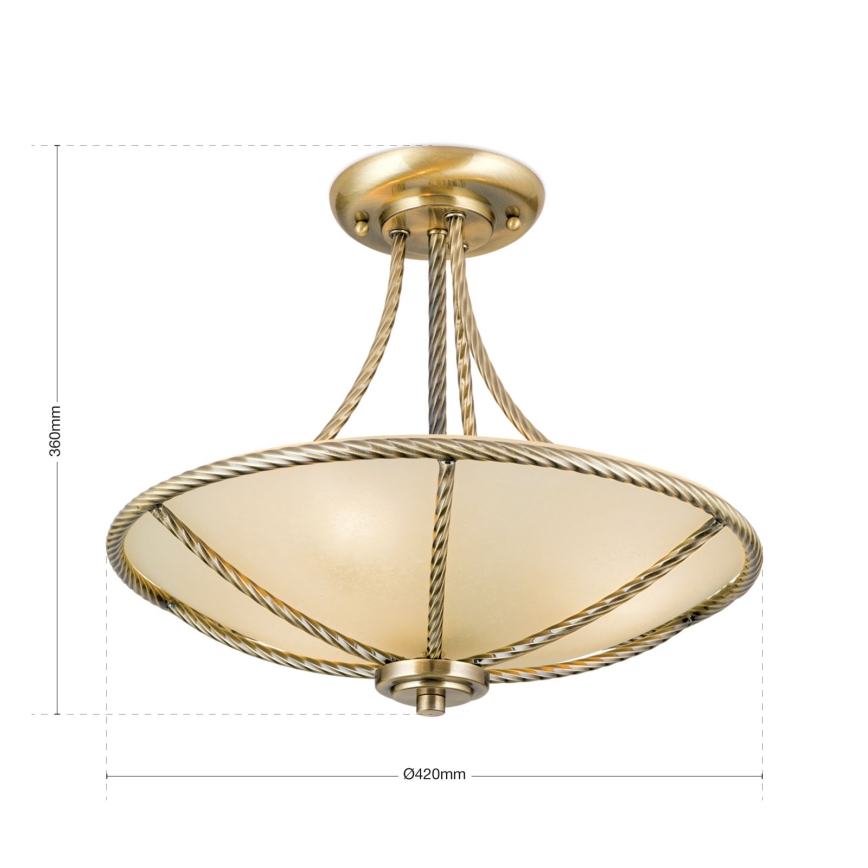 Riippukattokruunu MAURO 3xE27/60W/230V halkaisija 42 cm pronssi