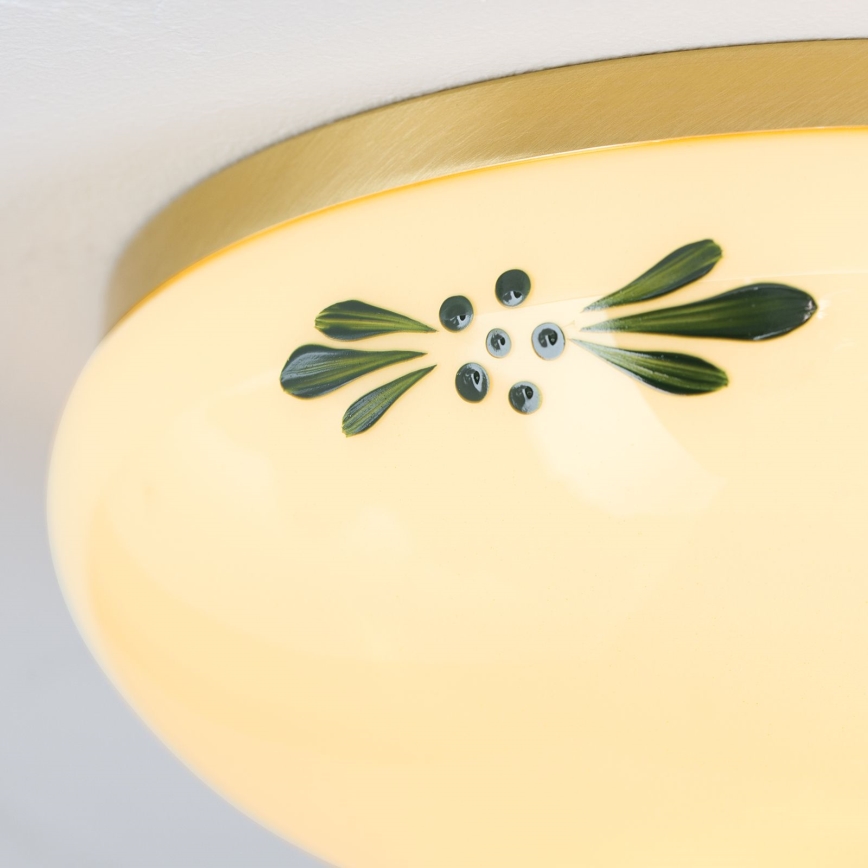 Kattovalaisin LANDHAUS 1xE27/60W/230V halkaisija 21 cm messinki/beige/vihreä