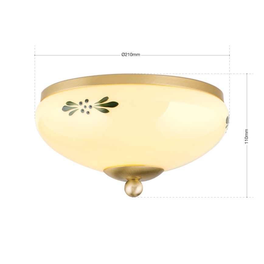 Kattovalaisin LANDHAUS 1xE27/60W/230V halkaisija 21 cm messinki/beige/vihreä