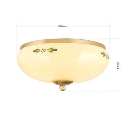Kattovalaisin LANDHAUS 2xE27/60W/230V halkaisija 28 cm messinki/beige/vihreä
