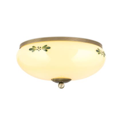 Kattovalaisin LANDHAUS 2xE27/60W/230V halkaisija 28 cm pronssi/beige/vihreä