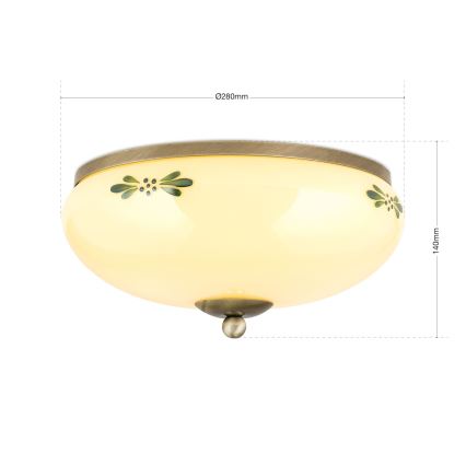 Kattovalaisin LANDHAUS 2xE27/60W/230V halkaisija 28 cm pronssi/beige/vihreä