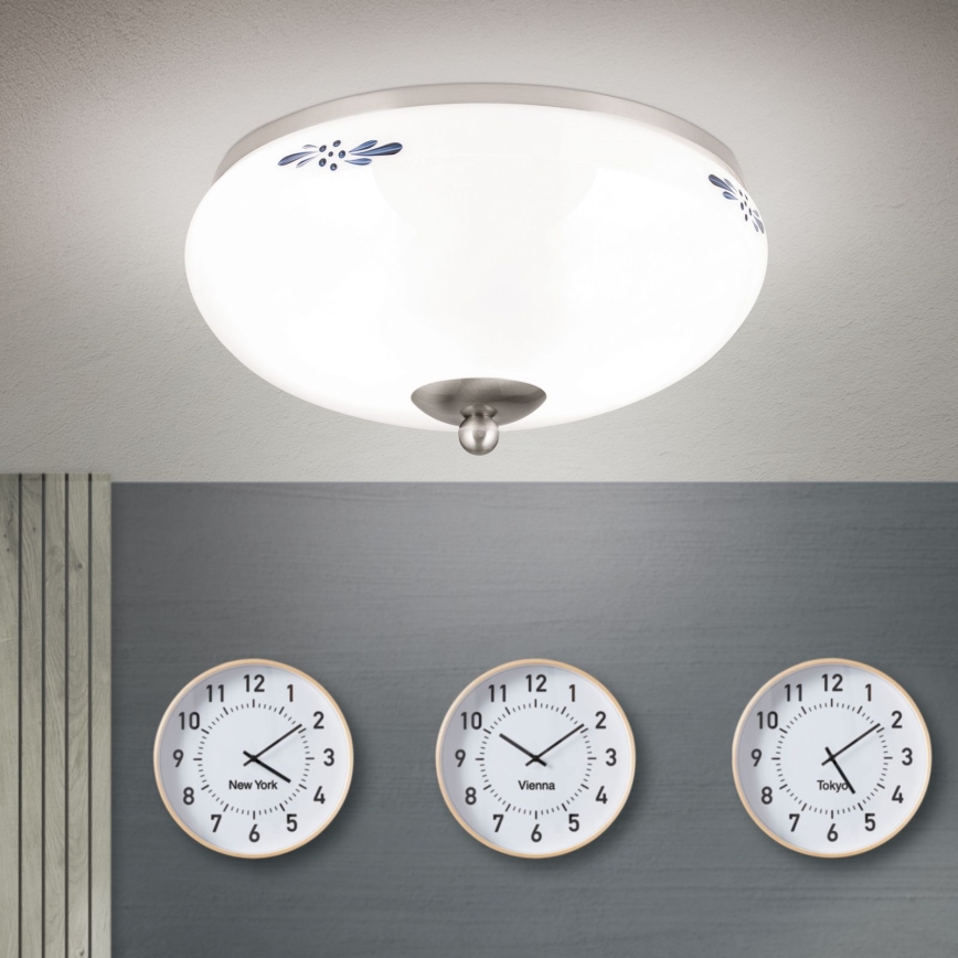 Kattovalaisin LANDHAUS 2xE27/60W/230V halkaisija 28 cm mattakromi/valkoinen/sininen