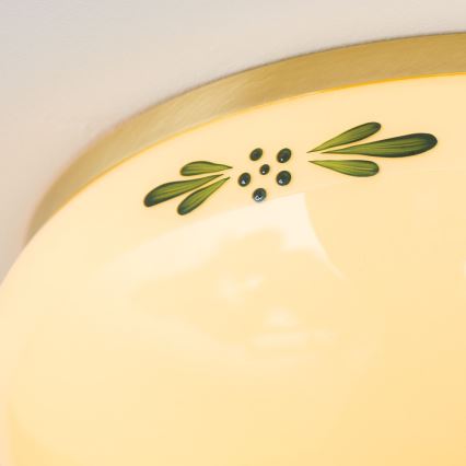 Kattovalo LANDHAUS 2xE27/60W/230V halkaisija 28 cm messinki/beige