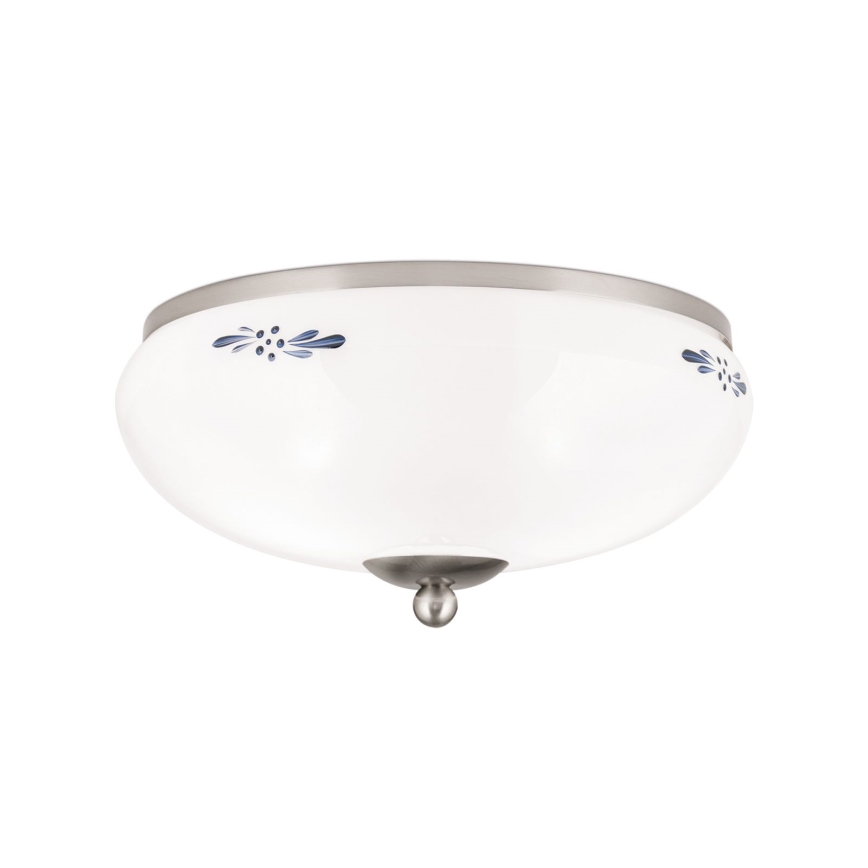 Kattovalo LANDHAUS 2xE27/60W/230V halkaisija 28 cm mattakromi/valkoinen