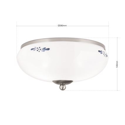 Kattovalo LANDHAUS 2xE27/60W/230V halkaisija 28 cm mattakromi/valkoinen