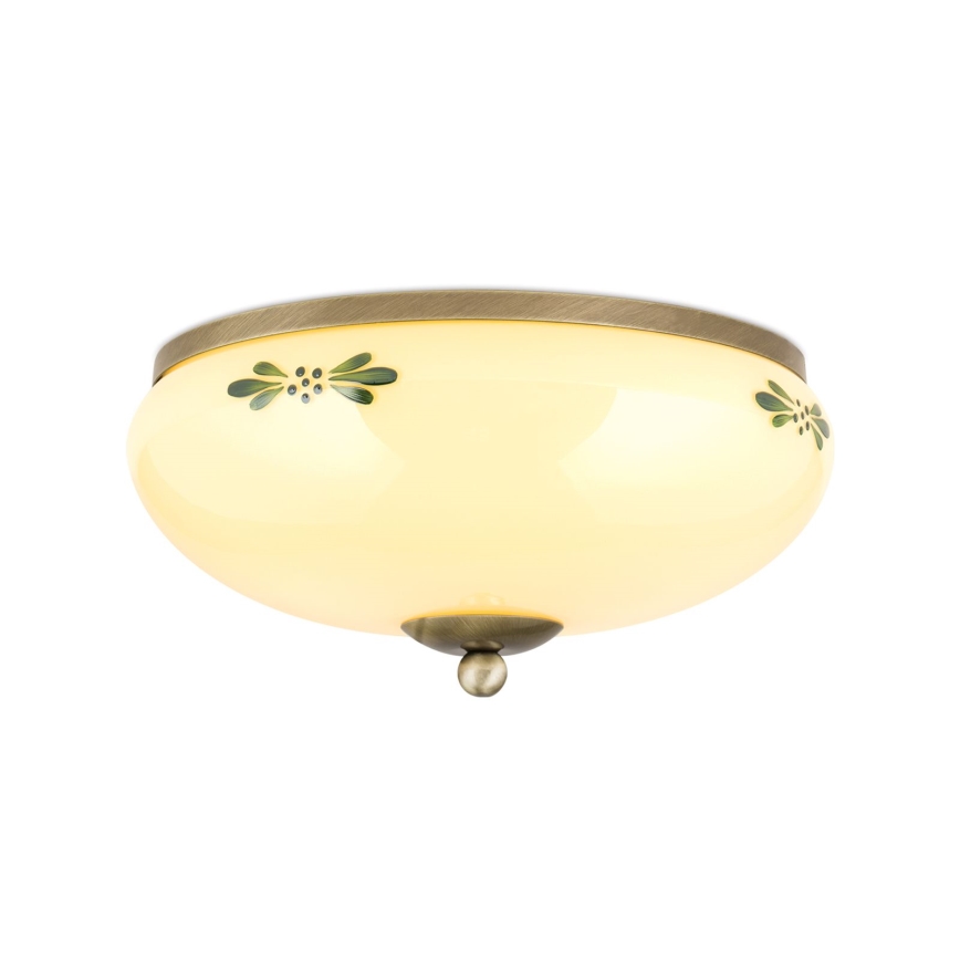 Kattovalo LANDHAUS 2xE27/60W/230V halkaisija 28 cm pronssi/beige