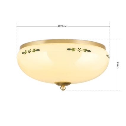 Kattovalaisin LANDHAUS 3xE27/60W/230V halkaisija 35 cm messinki/beige/vihreä