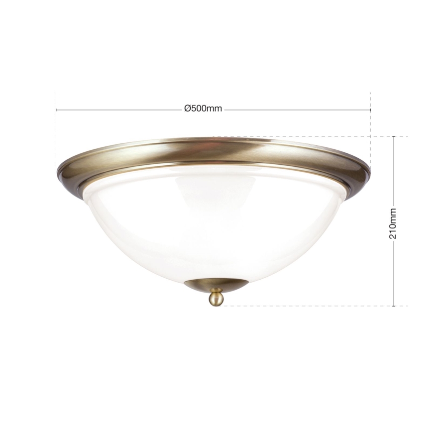 Kattovalo AUSTRIAN OLD LAMP 3xE27/60W/230V halkaisija 50 cm pronssi/valkoinen