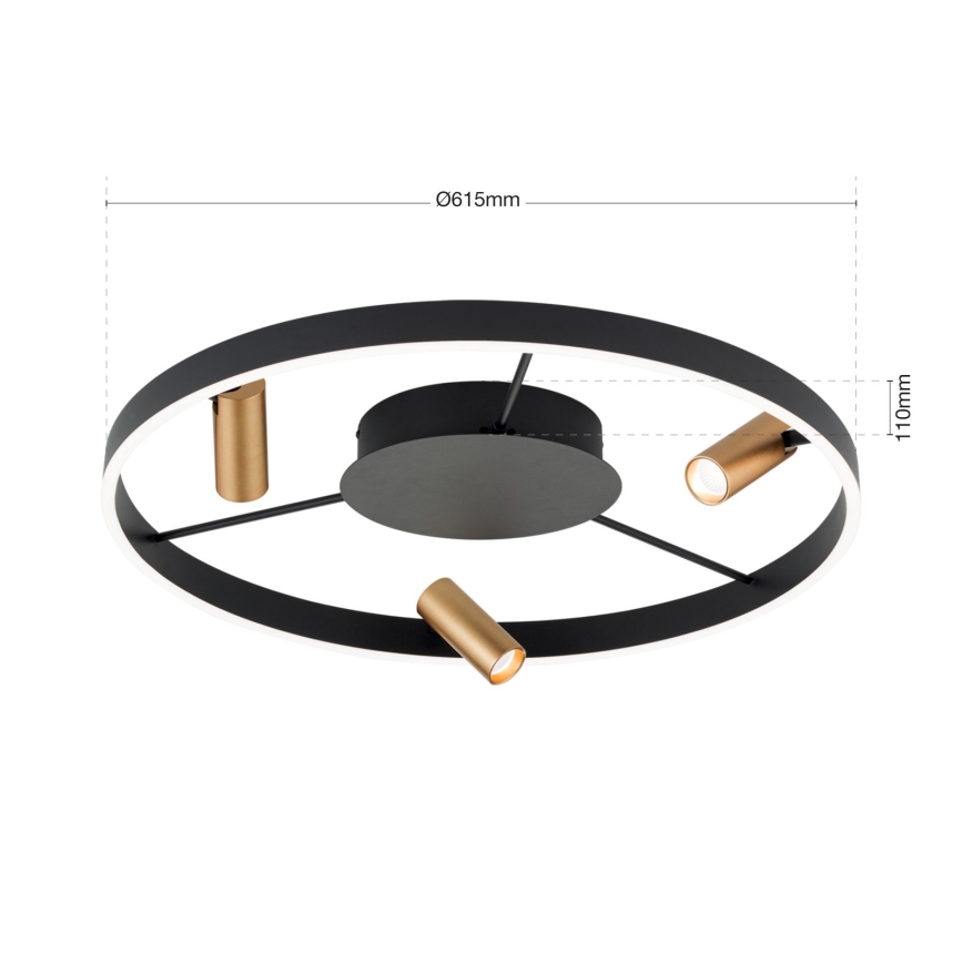 LED himmennettävä kattovalaisin BERLIN LED/50W/230V musta/kulta