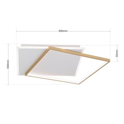 LED himmennettävä kattovalaisin EMANUEL LED/50W/230V valkoinen/kulta