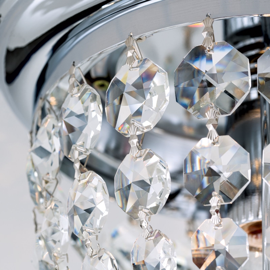 Kristallikattovalaisin PLAFOND 1xE27/40W/230V halkaisija 26 cm kiiltävä kromi