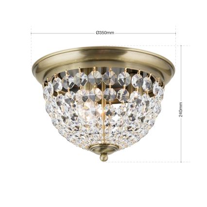 Kristallikattovalaisin PLAFOND 3xE27/40W/230V halkaisija 35 cm pronssi