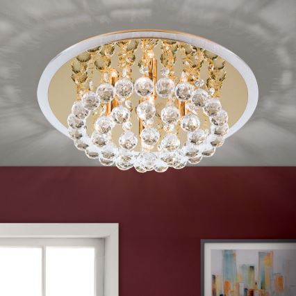 Kristallikattovalaisin GLORIA 4xG9/40W/230V halkaisija 38 cm kulta